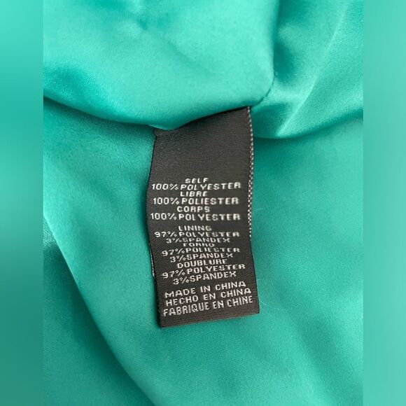 NWT- Vince Camuto 2 Dress Satin Green Pleated Halter Sleeveless $138 Blouson - Picture 12 of 14